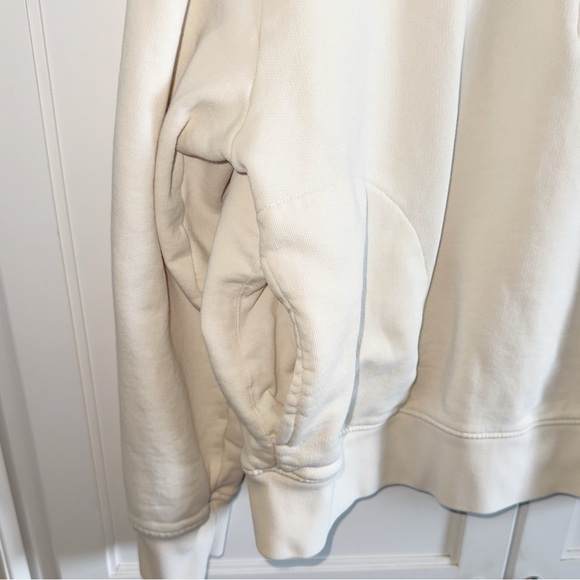 Mate The Label Organic Cotton Fleece Quarter Zip Sweatshirt Cream Pullover Med - Picture 11 of 16